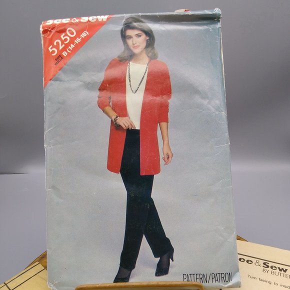 Vintage Sewing PATTERN See and Sew 5250, Butterick 1980s Misses Jacket Pants - Picture 1 of 3